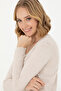 Women's Cream Melange V-Neck Basic Sweater 50269016 -Vr159 - 2