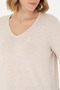 Women's Cream Melange V-Neck Basic Sweater 50269016 -Vr159 - 7