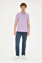 Men's Slim Fit Polo Neck Lilac Basic T-Shirt 50279573-Vr034 - 4