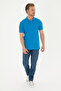 Men's Slim Fit Polo Neck Cobalt Blue Basic T-Shirt 50279613-Vr045 - 4