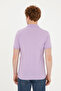 Men's Slim Fit Polo Neck Lilac Basic T-Shirt 50279573-Vr034 - 5