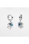 Silver Color Steel Women's Earrings - Evil Eye Bead Detail, Clover Model No:38