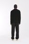 Zippered Polo Collar Knitted Knitwear Ribbed Black Oversize Men's Sweater - 4