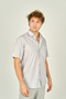 Men's Short Sleeve Single Pocket Detailed Cotton Shirt 1000 Gray