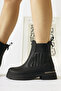 Pava Black Heel Detailed Women's Pull-On Boots, Women's Bootie - 3