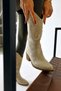 Maily Beige Suede Detailed Embroidered Pointed Toe Western Women's Boots, Women's Bootie - 3