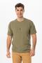 Halicarnassus Short Sleeve Violet Button Detailed Men's Summer T-shirt Khaki Hk