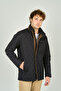 Men's Stand Collar Zipper and Snap Closure Quilted Coat 1000 Navy Blue - 3