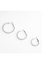 Steel Women's Earrings, 3-Piece 3-Length Hoop, Silver Color, No:34 - 3