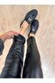 Lace-Up Waist Leather Trousers - Black - 4