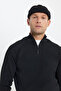Men's Black Standard Fit Regular Cut Bato Stand Collar Knitwear Sweater - 4