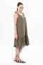 Strappy Serra Flounced Short Summer Muslin Dress Khaki Hk - 4