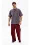 Short Sleeve Sile Cloth Single Pocket Stand Collar Men's Summer Tshirt Purple Striped 3072 - 4