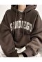 Brown Sandiego Printed Hooded Oversize Sweatshirt
