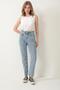 High Waist Mom Jean 100% Cotton Denim Trousers Blue - 3