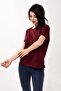 Women's Basic Crew Neck Short Sleeve T-shirt T-Shirt Claret Red - 2