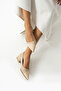 Women's Beige Ballet Shoes with 2 cm Heel - 2