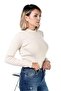 Women's Beige Half Turtleneck Sweater - 4