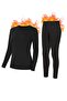 Unisex Thermal Underwear Top and Bottom Set Beanie Set Black - 2