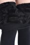 Women's Black Thermal Plush Tights with Fleece Inside - 5
