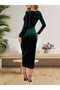 Women's Gather Detailed Midi Velvet Dress - 2