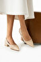 Women's Beige Ballet Shoes with 2 cm Heel - 3