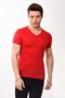 V-Neck Basic Slim Fit Men's T-Shirt Red - 4