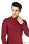Men's Burgundy Half Turtleneck Slim Fit Sweater - 3