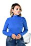 Women's Cobalt Blue Half Turtleneck Sweater - 4