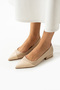 Women's Beige Ballet Shoes with 2 cm Heel