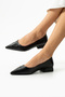 Women's Black Ballet Ballet Shoes with 2 cm Heel - 2