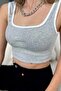 Women's Gray Side Striped Square Collar Ball Crop Bustier - 4