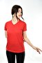 V-Neck Basic Women's T-Shirt Red - 3