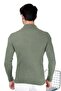 Men's Khaki Green Half Turtleneck Slim Fit Sweater - 4