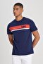 Logo Men's Navy Blue Crew Neck T-Shirt - 4
