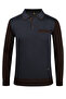 Men's Polo Neck Knitwear Brown Sweater Patterned Steel Knit Classic Fit - 5014F