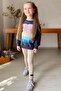 Girl's Palm and Text Printed Sweater Ribbed Cream Tights Set