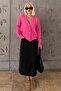 Fuchsia V-Neck Buttoned Soft Women's Knitwear Sweater Cardigan Sh182 - 4