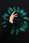 Green Bride Groom Halay Handkerchief, Three-Dimensional Flower and Feather Decoration, Wedding Henna Engagement Circumcision Promise - 2