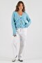Blue V-Neck Buttoned Soft Women's Knitwear Sweater Cardigan Sh182 - 2