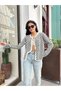 Collar Detail Gold Button Asymmetric Cut Knitwear Cardigan - 5