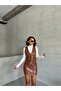 Women's Classic Cut Double Pocket Buttoned Leather Vest - 6