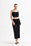 Quality Z. Satin Long Skirt with Elastic Waist |   Etk35736 Black - 3