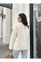 Women's Braided Knitwear Sweater with Pompom Pattern on the Sleeves - 6