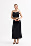 Quality Z. Satin Long Skirt with Elastic Waist |   Etk35736 Black - 2