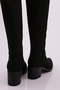 Women's Heeled Boots with Stretch Detail on the Back, Black Suede 8122668 - 3