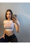 White Butterfly Butterfly Colorful Glitter Stone Printed Crop Body - 3