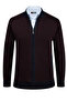 Men's Judge Collar Lined Knitwear Navy Blue Coat Zippered Patterned Steel Knit Classic Fit -5015T