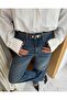 Silver Lock Buckle Stitched Belt 2cm Gray - 3