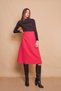 Women's High Waist Below Knee Light Lycra Fabric A-Line Skirt-Fugia - 2